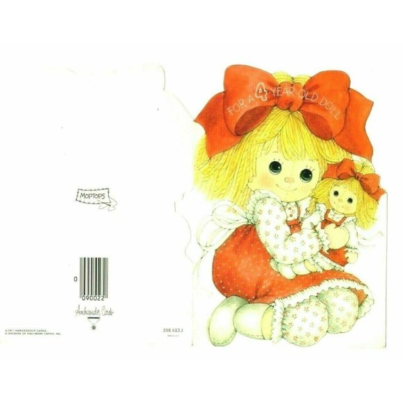 4th Happy Birthday VTG Girls Greeting Card Sweet Doll 1977 Unused Ambassador - Picture 4 of 4
